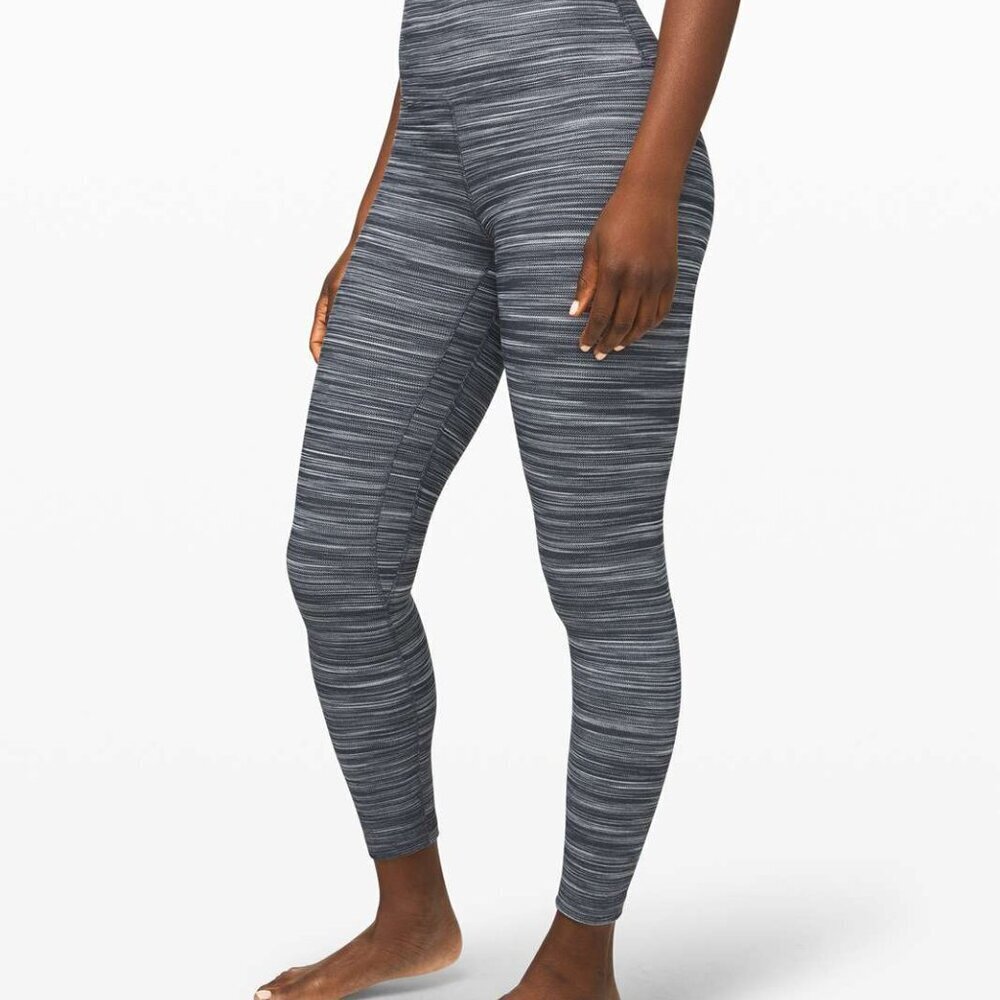 Lululemon Align Pant II 25" Mini Space Dye Herringbone Heathered Black White